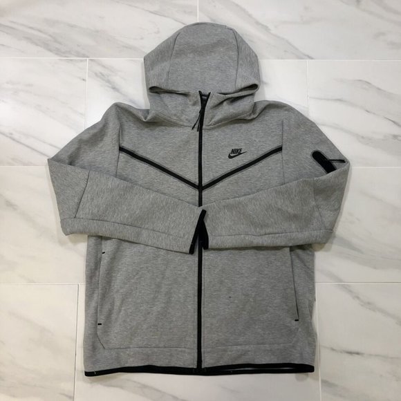 Nike Men's Tech Fleece Full Zip Grey Hooded Jacket CU4489-063 Multi Size - Picture 2 of 10